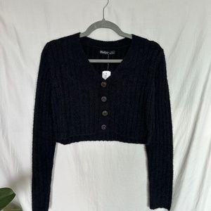 Aster Cropped Black Sweater - Size Small